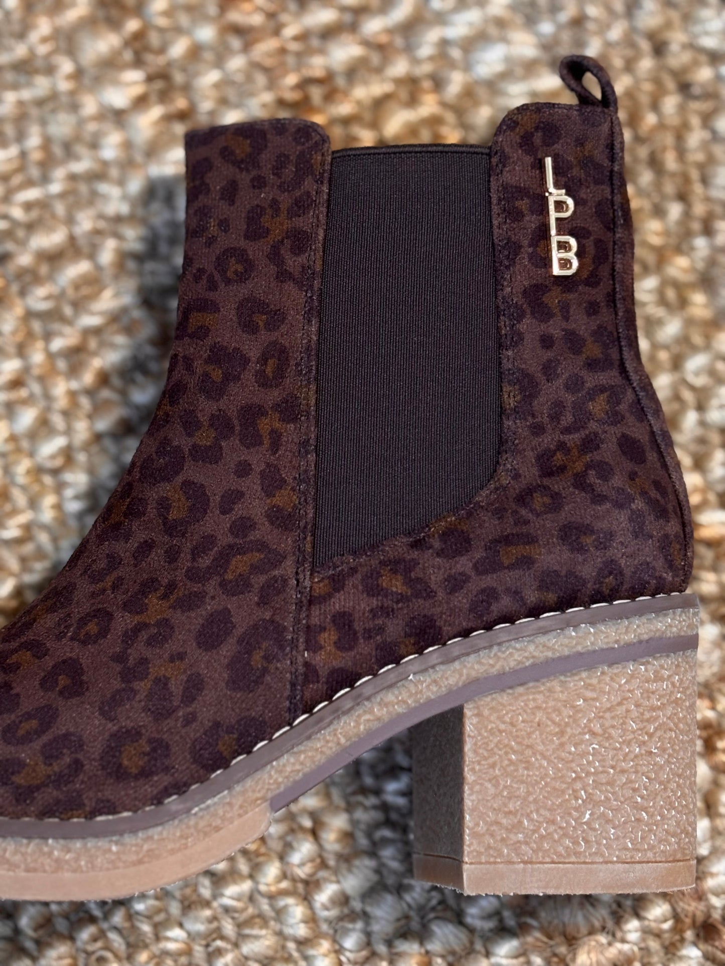 LPB Leopard Suede Ankle Boots