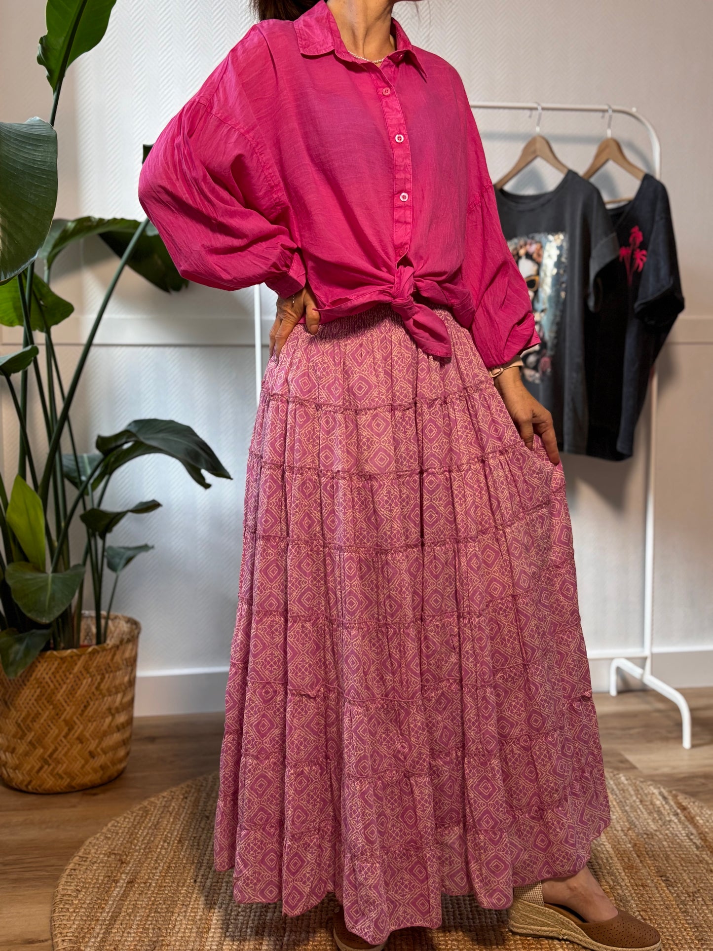 Oversized fuchsia shirt