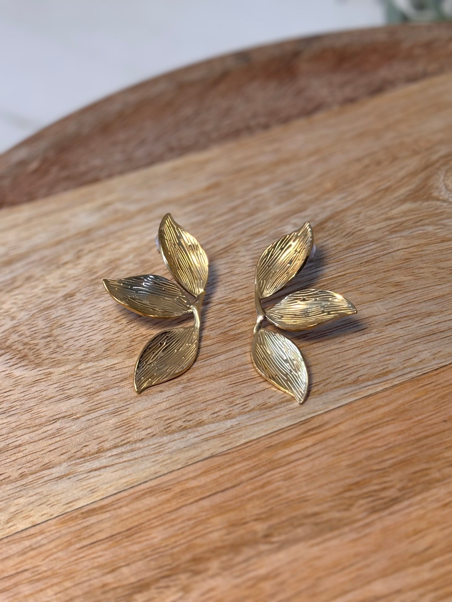 Gold leaf earrings