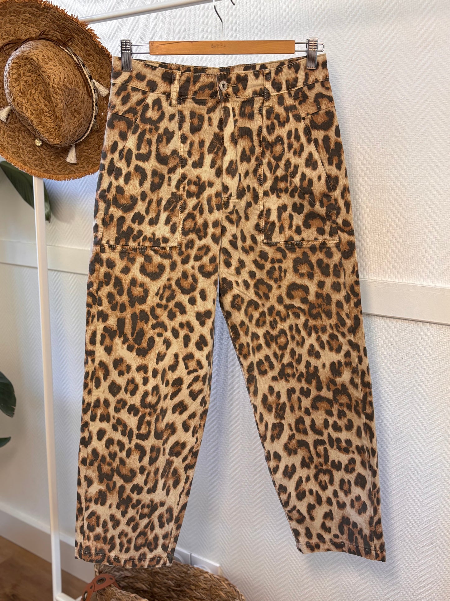 Leopard print jeans