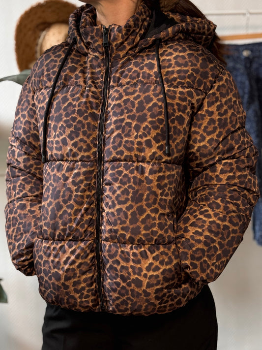 Tiffosi oversized leopard down jacket
