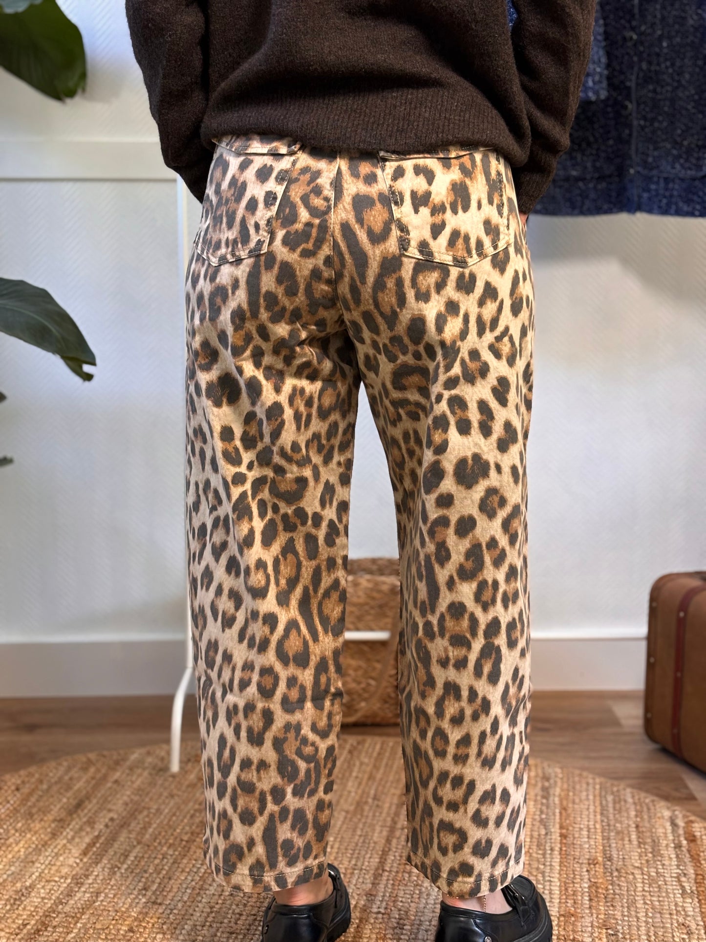 Leopard print jeans
