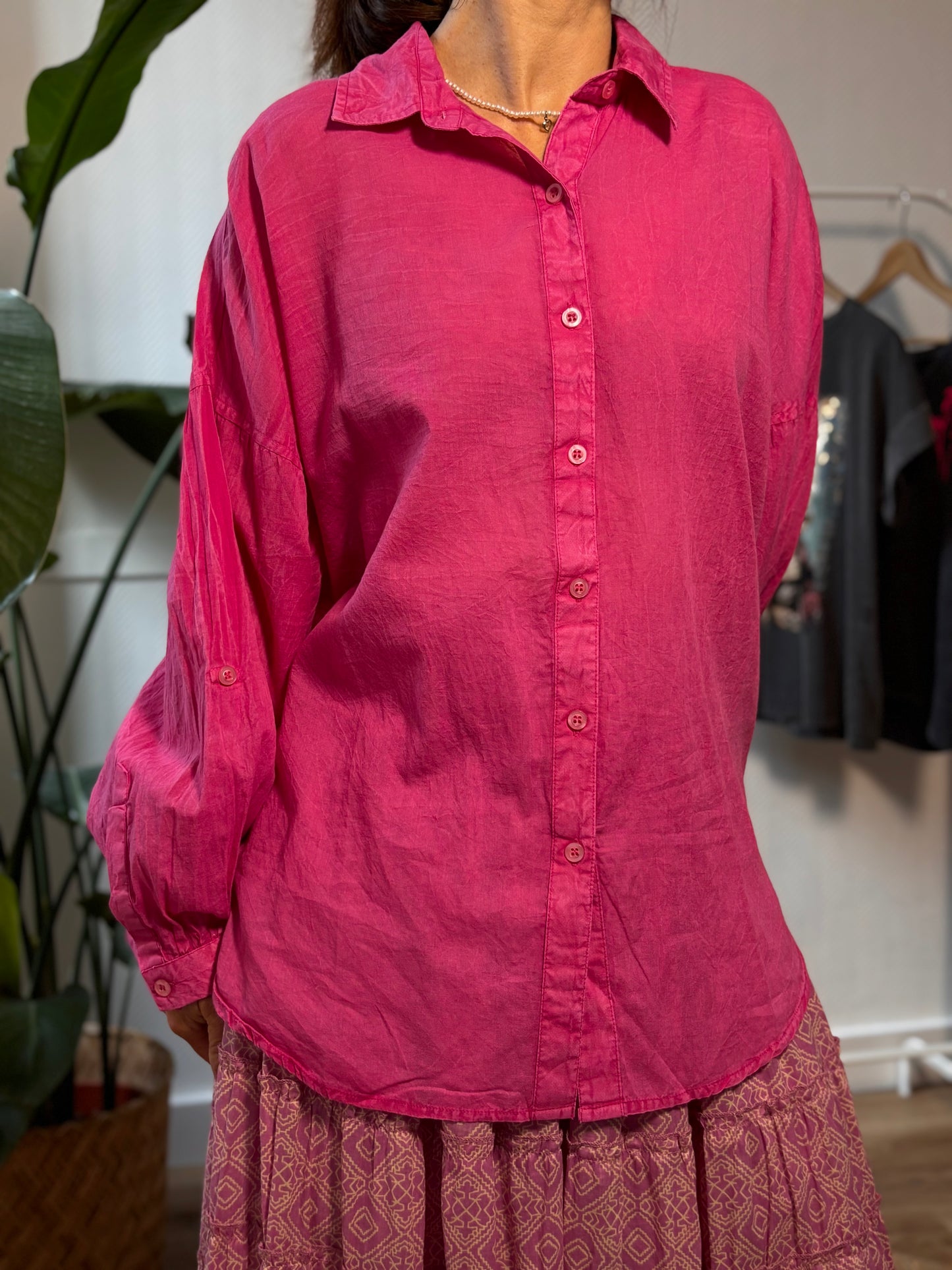 Oversized fuchsia shirt