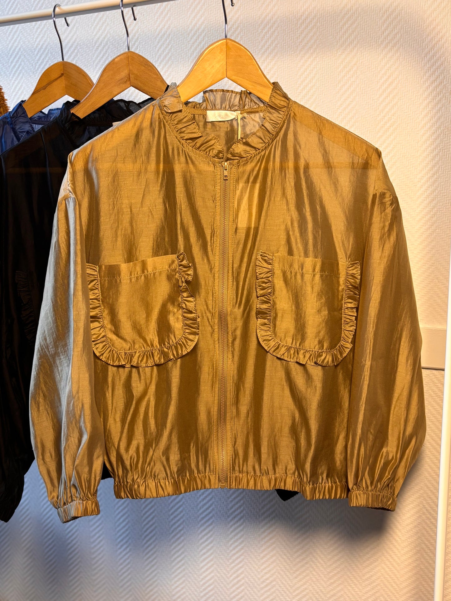 Oversized ruffled bombers