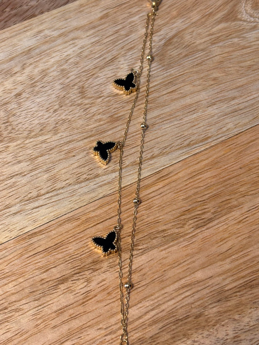 Bracelet chaîne doré papillons