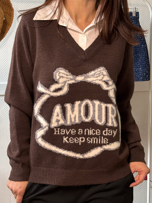 Pull col chemise AMOUR