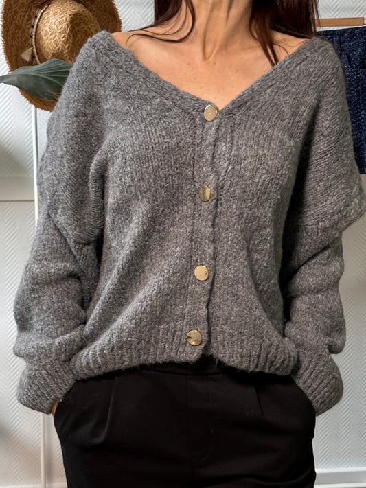 Cardigan à manches bouffantes