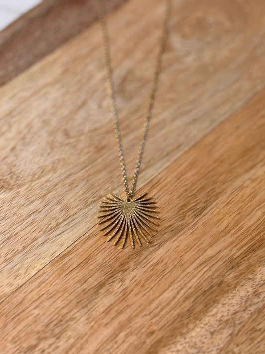 Gold palm leaf necklace