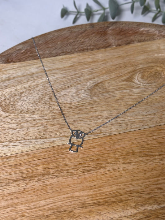 Silver owl necklace