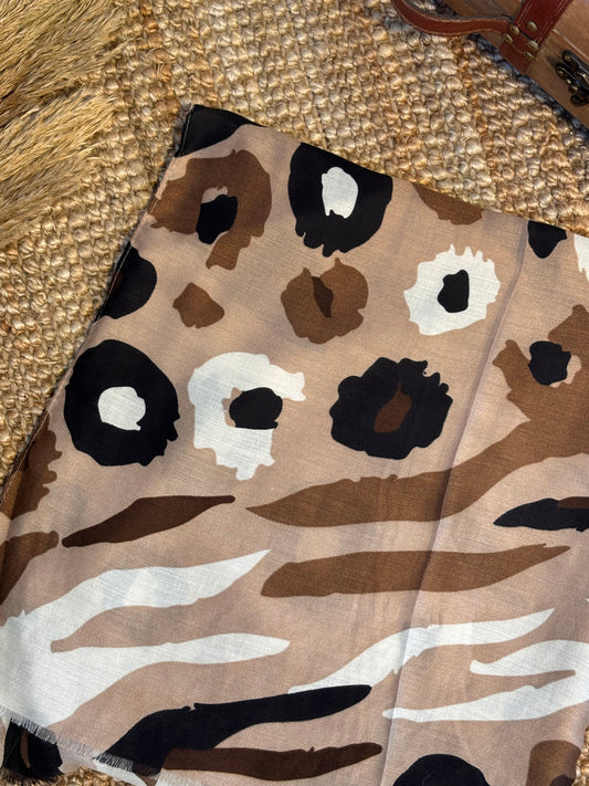 Foulard motifs léopard et zébré
