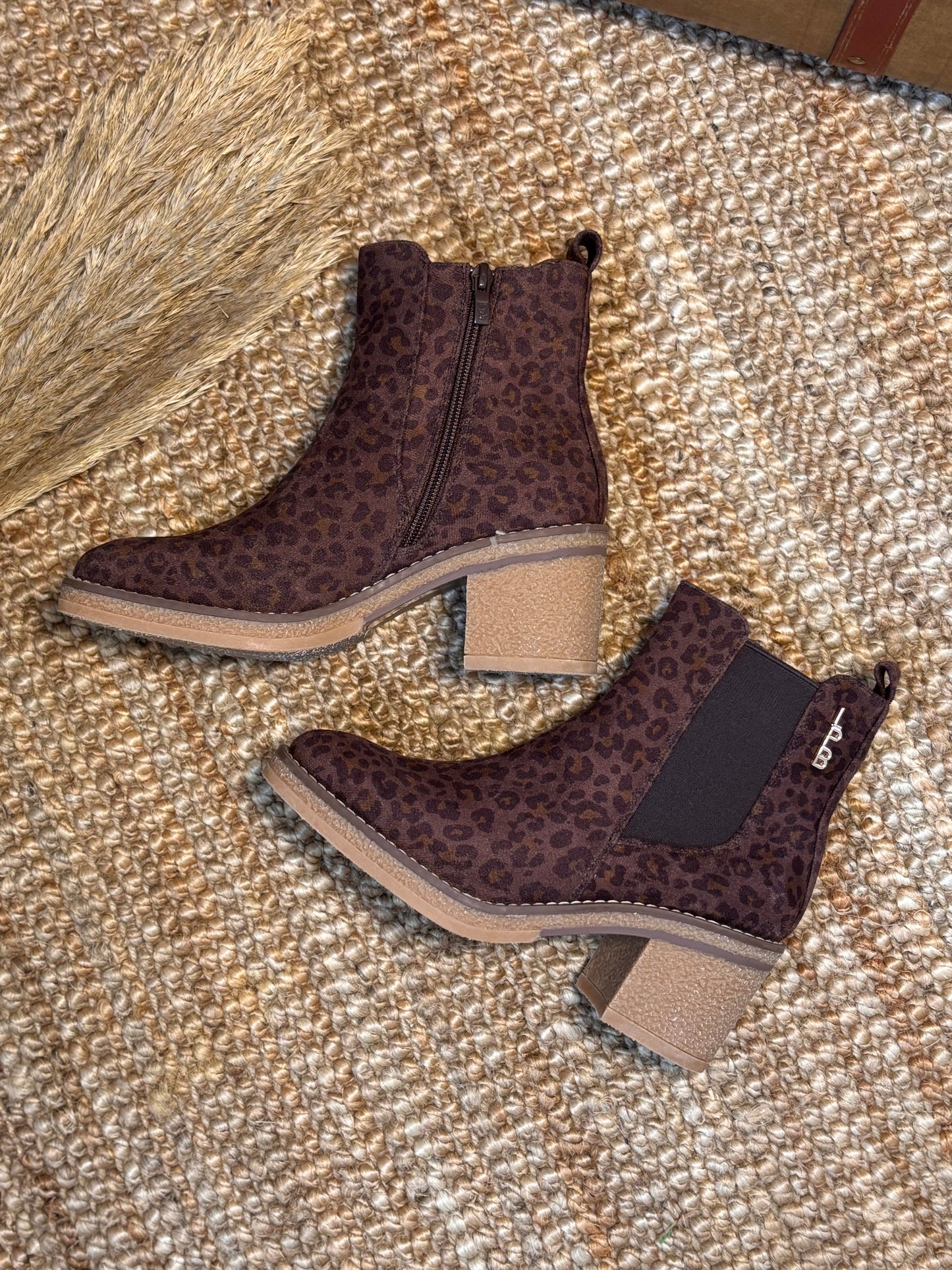 LPB Leopard Suede Ankle Boots