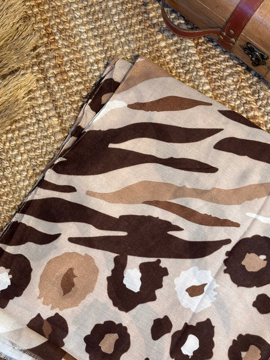 Foulard motifs léopard et zébré