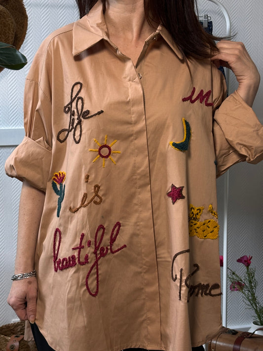 Wide embroidered shirt