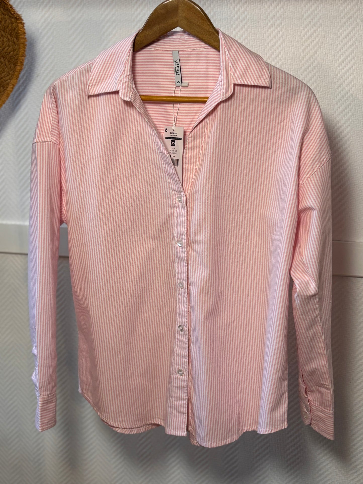 Chemise à rayures roses Tiffosi