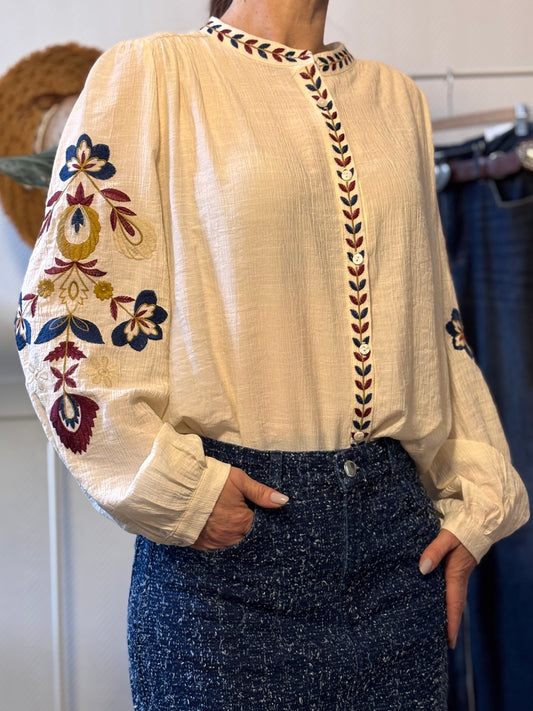 White blouse with puffed sleeves