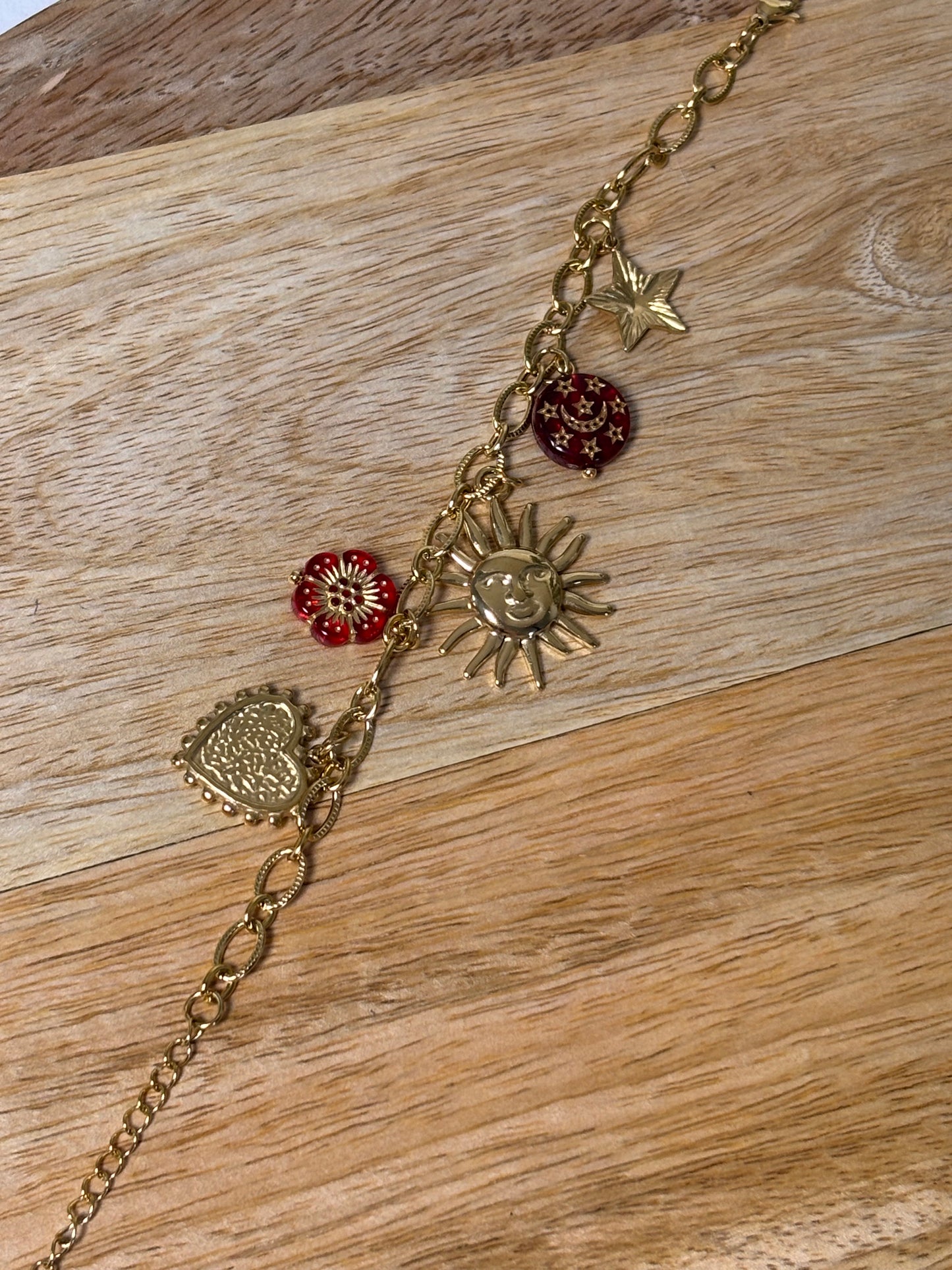 Sun charm bracelet